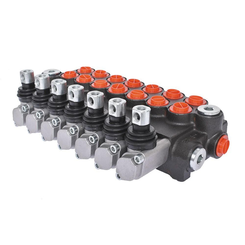 DURAFORCE 7 Spool Hydraulic Monoblock Double Acting Control Valve11 GPM, SAE Ports New