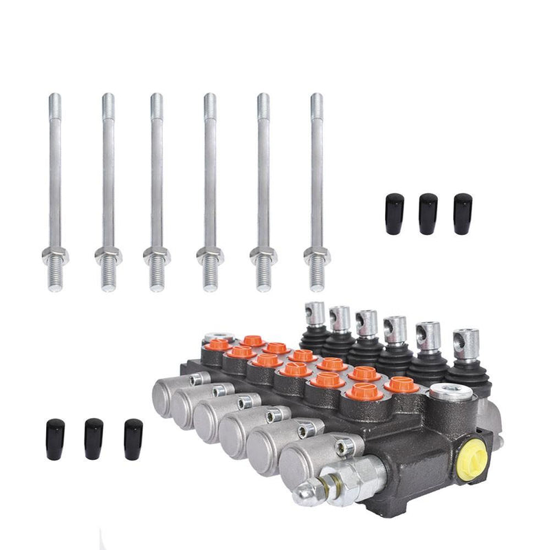 DURAFORCE 3600PSI Hydraulic Control Valve Double Acting 6 Spool 13 GPM SAE Ports New