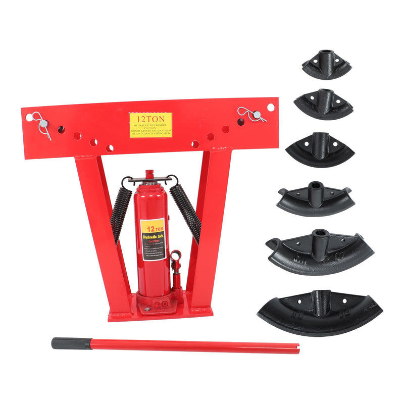 DURAFORCE 12T Pipe Bender Manual Hydraulic Piping Bending Exhaust Tube W/ 6 Dies (1/2"-2")
