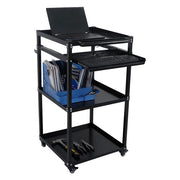 DURAFORCE 3-Shelf Aluminum Workstation Cart Utility Presentation Cart With Keyboard Tray