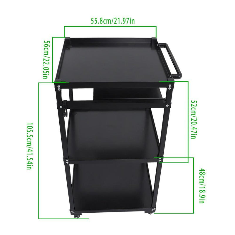 DURAFORCE 3-Shelf Aluminum Workstation Cart Utility Presentation Cart With Keyboard Tray