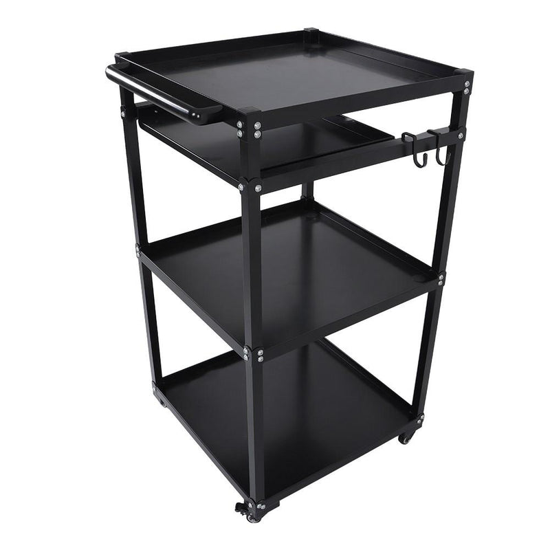 DURAFORCE 3-Shelf Aluminum Workstation Cart Utility Presentation Cart With Keyboard Tray