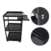 DURAFORCE 3-Shelf Aluminum Workstation Cart Utility Presentation Cart With Keyboard Tray