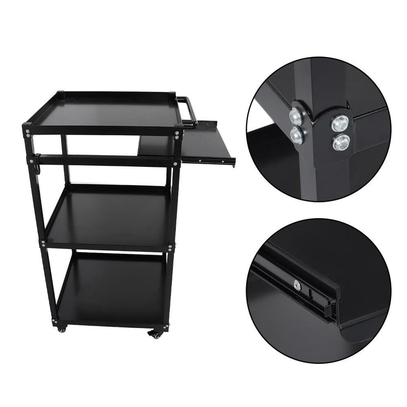 DURAFORCE 3-Shelf Aluminum Workstation Cart Utility Presentation Cart With Keyboard Tray