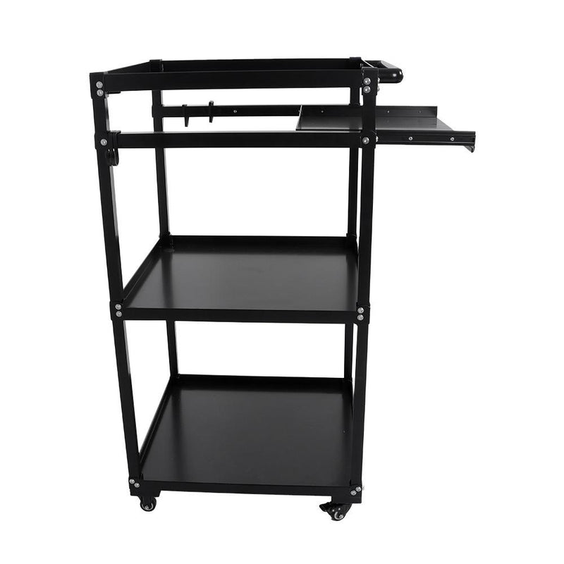 DURAFORCE 3-Shelf Aluminum Workstation Cart Utility Presentation Cart With Keyboard Tray