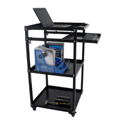 DURAFORCE 3-Shelf Aluminum Workstation Cart Utility Presentation Cart With Keyboard Tray
