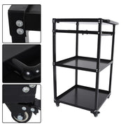 DURAFORCE 3-Shelf Aluminum Workstation Cart Utility Presentation Cart With Keyboard Tray