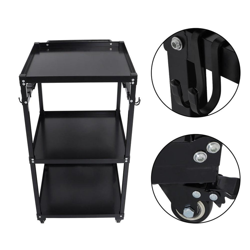 DURAFORCE 3-Shelf Aluminum Workstation Cart Utility Presentation Cart With Keyboard Tray