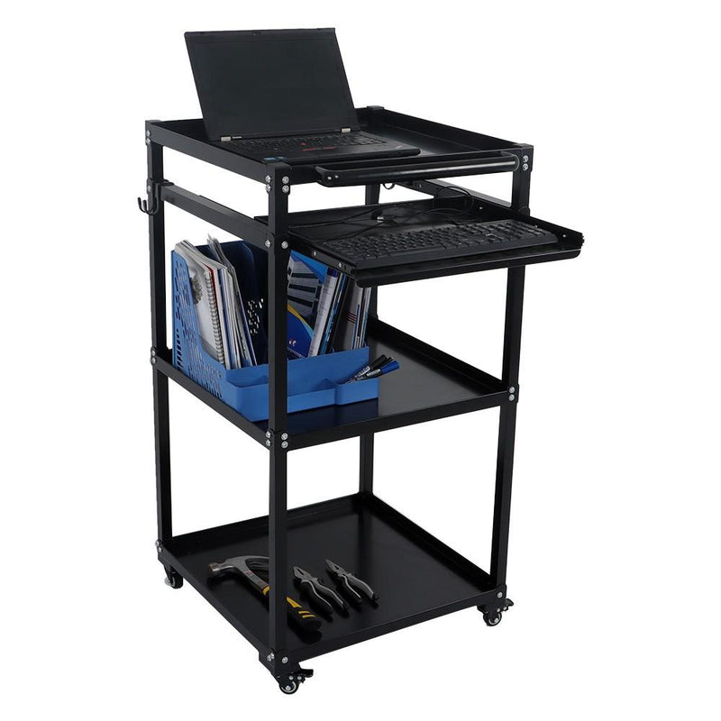 DURAFORCE Mobile Working Platform Aluminum Office Desk Hand Cart With Keyboard Tray
