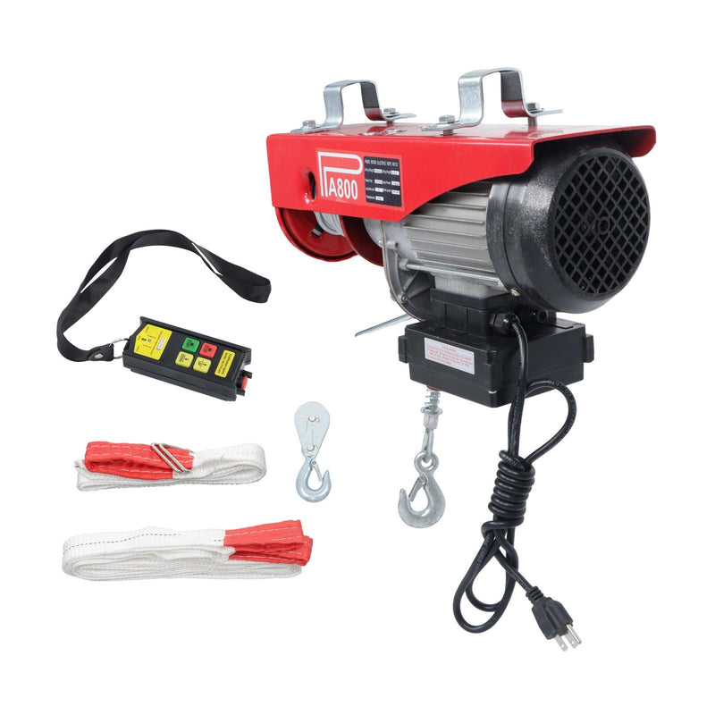 DURAFORCE 1350W 110V Wireless Remote Control Crane Winch 328ft/100m Electric Hoist 1760lbs
