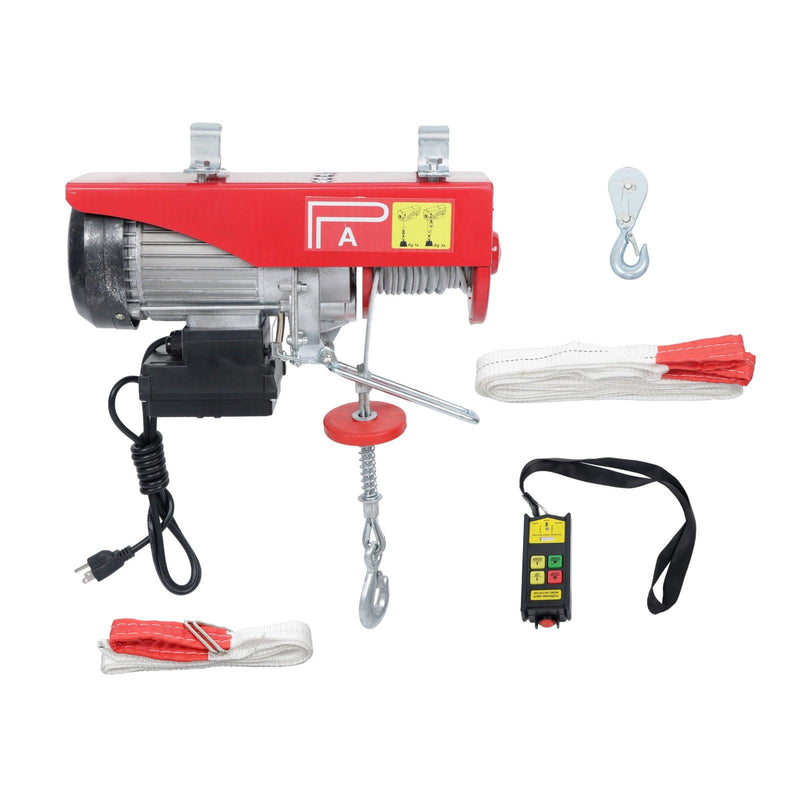 DURAFORCE 1350W 110V Wireless Remote Control Crane Winch 328ft/100m Electric Hoist 1760lbs