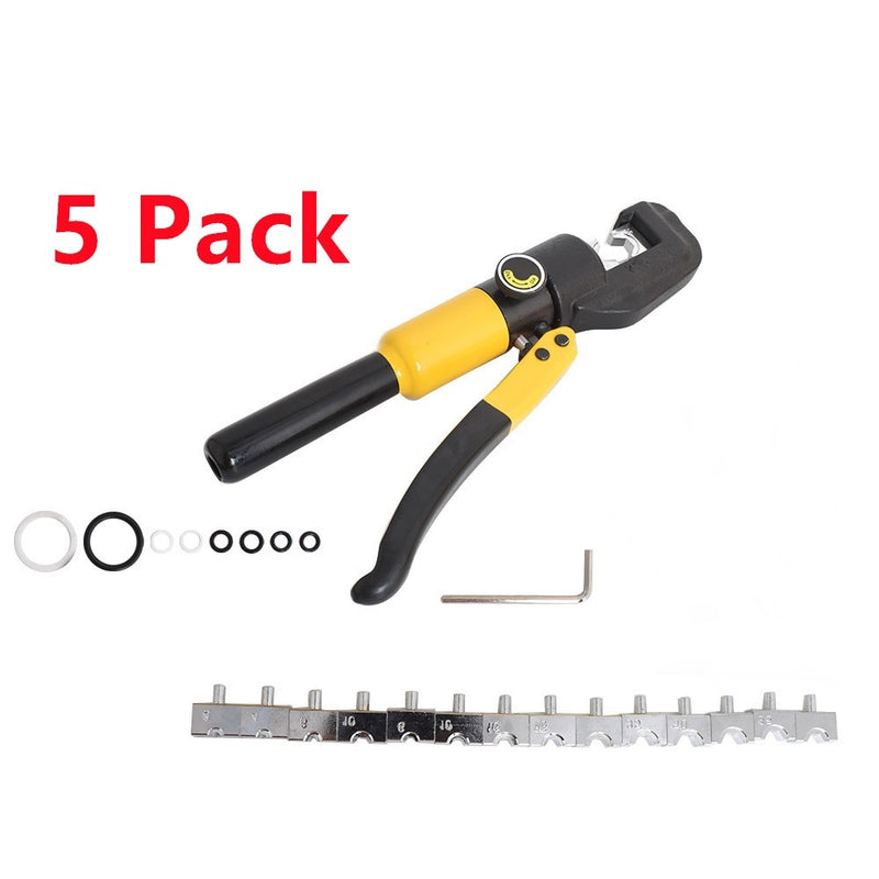 DURAFORCE 5 Pack 6 MT Hydraulic Crimrping Tool Wire Battery Cable Terminal Crimper