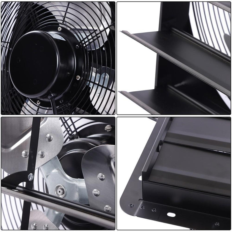 DURAFORCE 16 Inch Shutter Exhaust Fan W/ Speed Controller 2600 CFM High Speed Wall Mounted