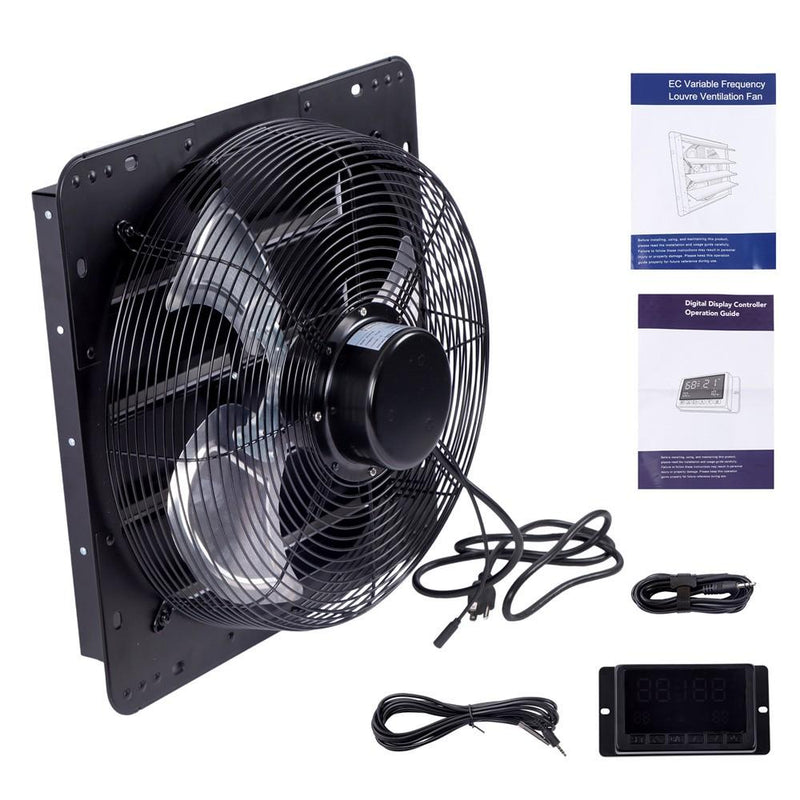 DURAFORCE 16 Inch Shutter Exhaust Fan W/ Speed Controller 2600 CFM High Speed Wall Mounted
