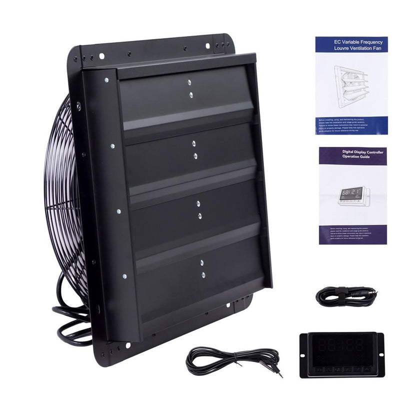 DURAFORCE 16 Inch Shutter Exhaust Fan W/ Speed Controller 2600 CFM High Speed Wall Mounted