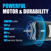 DURAFORCE Pool Pump Motor Kit 1.5 HP Pool Pump Swimming Pool Pump SP2610X15 UST1152 56J