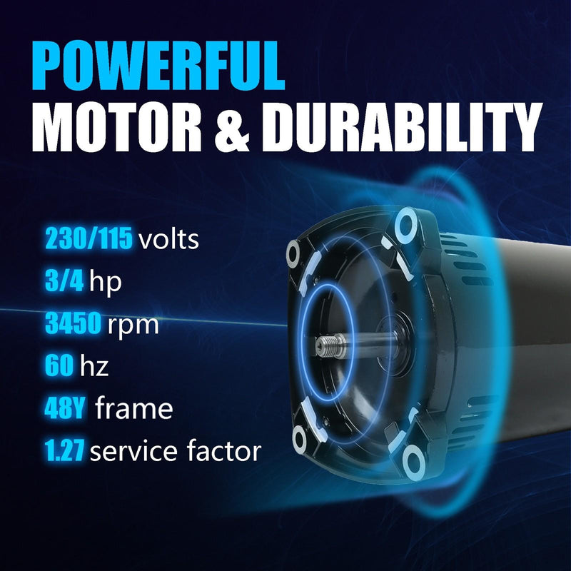 DURAFORCE 3/4HP Pool Pump USQ1072 Square Flange Pool Pump Motor Swimming Pool Pump