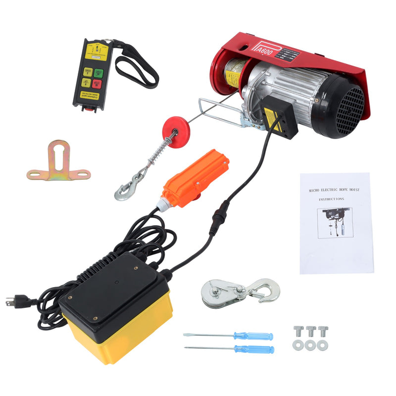DURAFORCE 1320lbs Electric Hoist w/ Wireless & Wired Dual Control 40ft/20ft Lifting Height