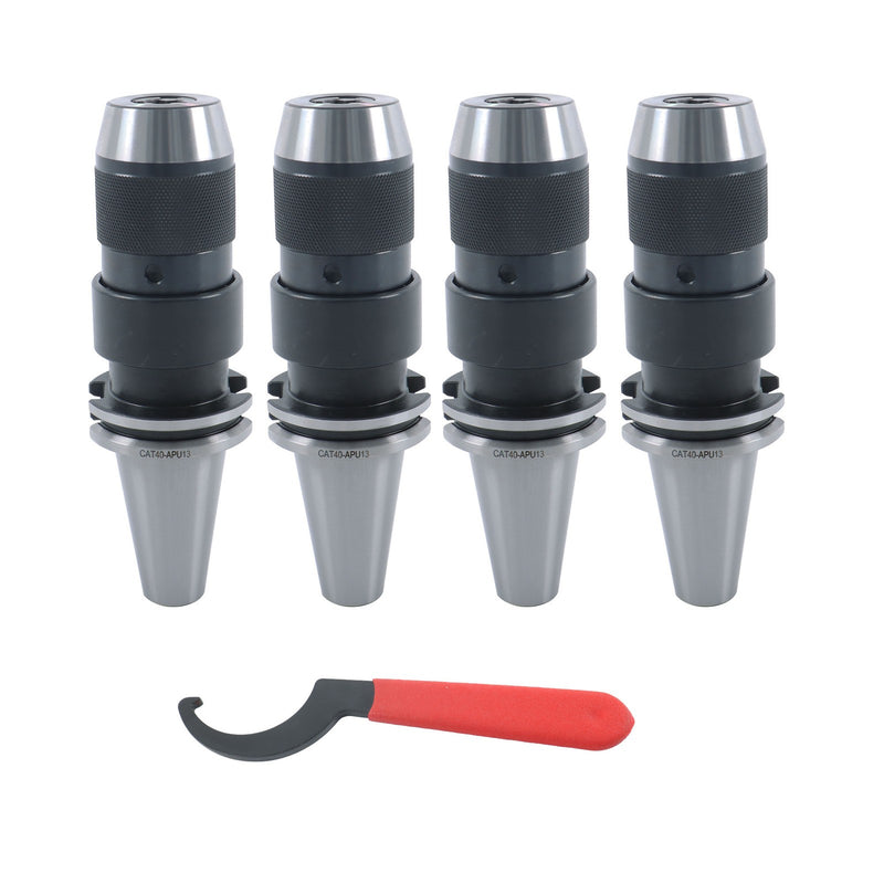 DURAFORCE 4 Pack CAT40 1/2'' Collet Chuck CNC Keyless Drill Chuck For HAAS CAT40 APU13
