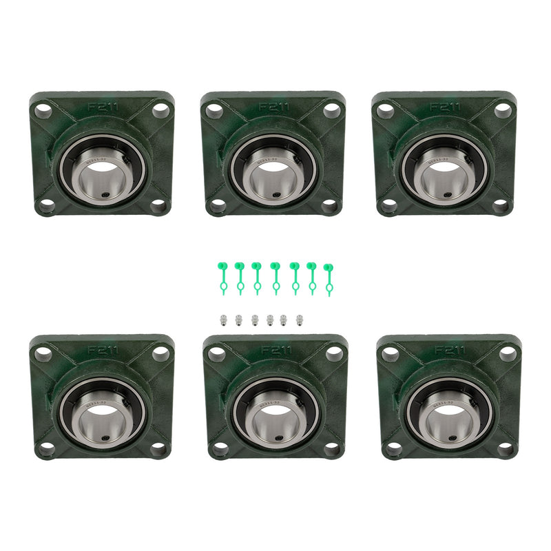 DURAFORCE UCF211-32 Pillow Block Bearing Solid Base With 2" Bore Self Alignment 6PCS
