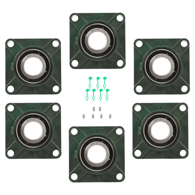 DURAFORCE UCF211-32 Pillow Block Bearing Solid Base With 2" Bore Self Alignment 6PCS