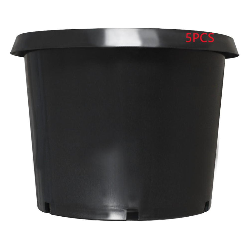 DURAFORCE 5 × 25 Gallon New Black Plant Flower Nursery Pot Root Plastic Nutrition Premium