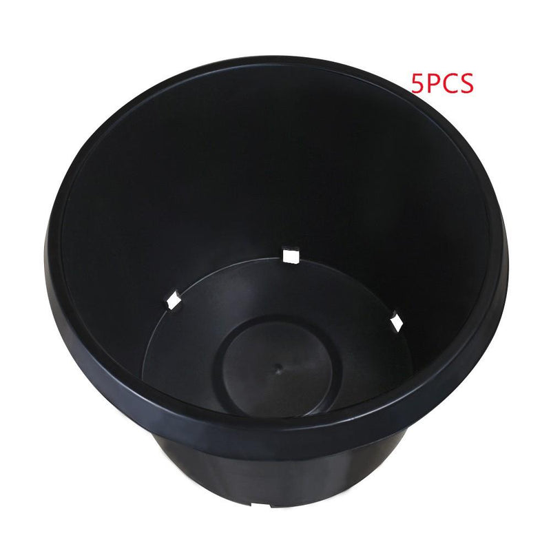DURAFORCE 5 × 25 Gallon New Black Plant Flower Nursery Pot Root Plastic Nutrition Premium
