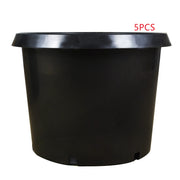 DURAFORCE 25 Gallon New Black Plant Flower Nursery Pot Root Plastic Nutrition Premium 5 PK