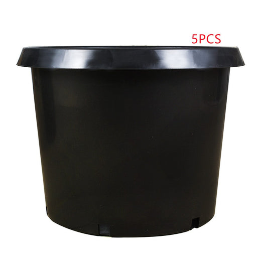 DURAFORCE 25 Gallon New Black Plant Flower Nursery Pot Root Plastic Nutrition Premium 5 PK