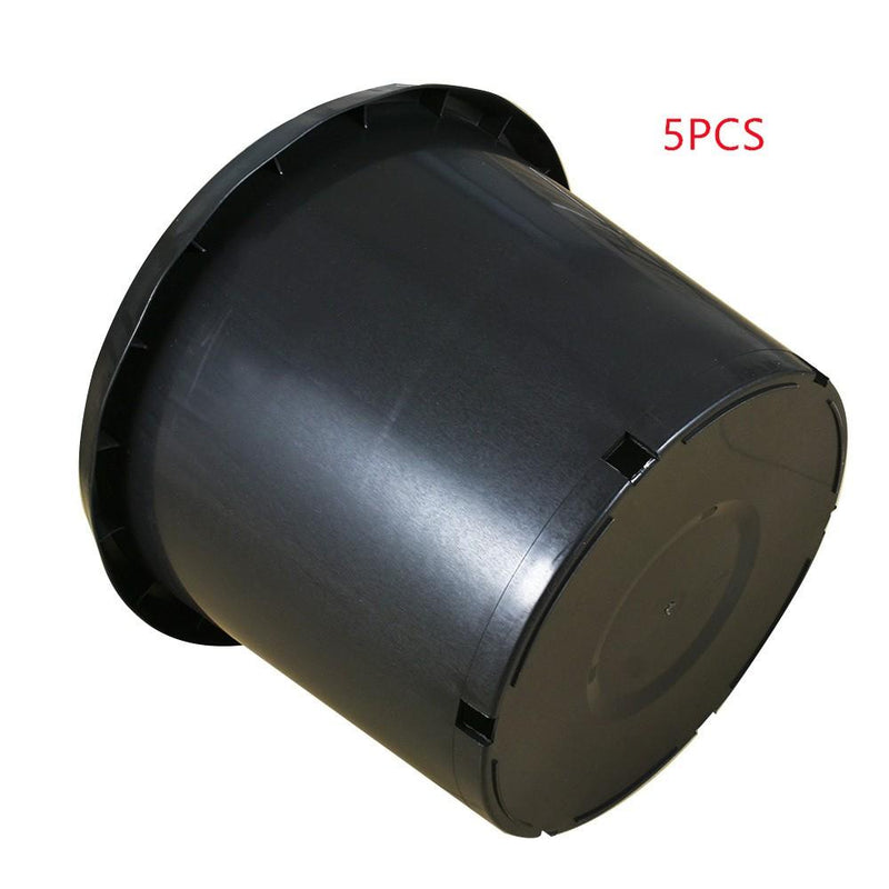 DURAFORCE 25 Gallon New Black Plant Flower Nursery Pot Root Plastic Nutrition Premium 5 PK