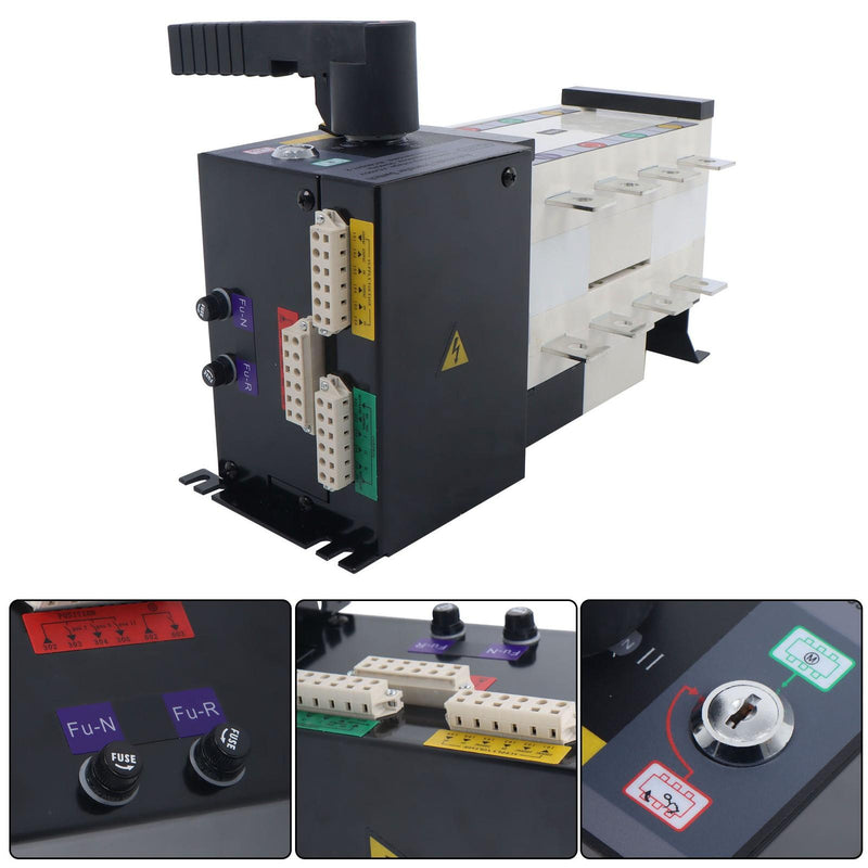 DURAFORCE ATS 250A 4 Poles 110V 220V Grid to AC Generator Automatic Transfer Switch