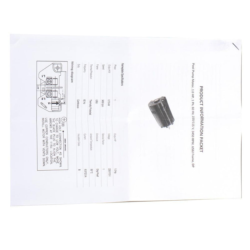 DURAFORCE Swimming Pool Motor B228SE 1 HP 3450 RPM C-Face Pool Motor Single Speed