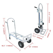 DURAFORCE 1000 Lbs Aluminum Hand Truck 2-in-1 Convertible Folding Dolly Cart Heavy Duty