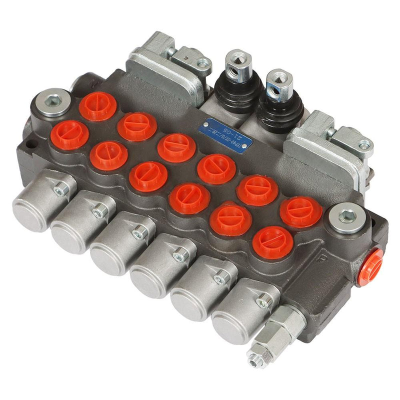 DURAFORCE Hydraulic Backhoe 11GPM Directional Control Valve 6 Spool With 2 Joysticks