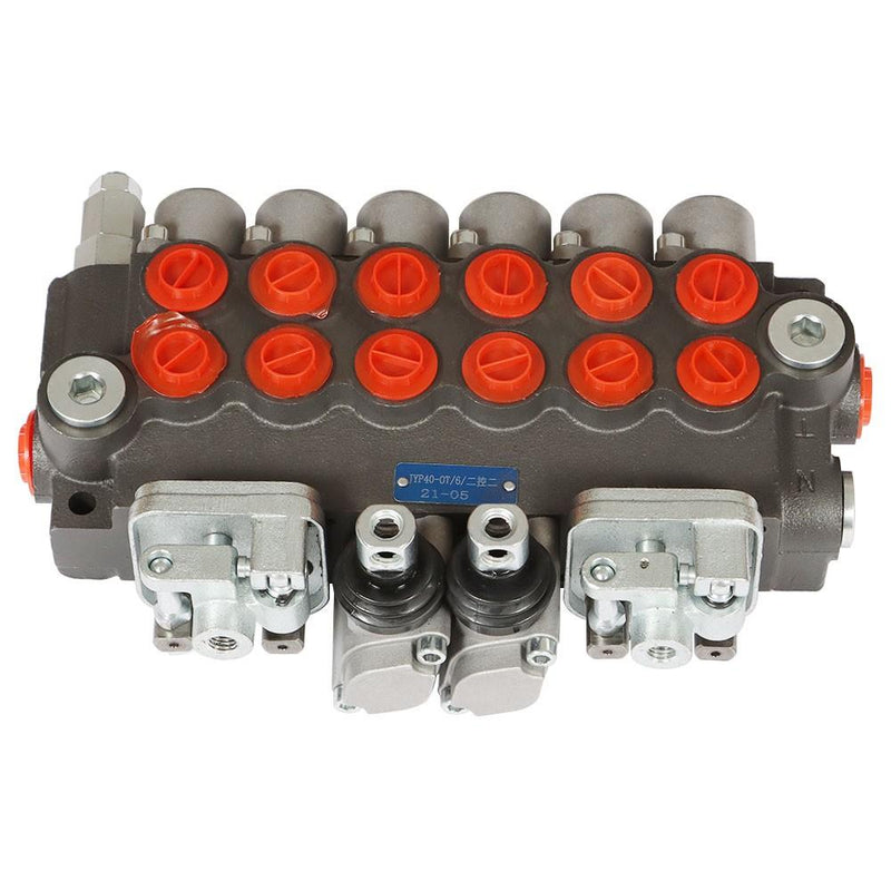 DURAFORCE Hydraulic Backhoe 11GPM Directional Control Valve 6 Spool With 2 Joysticks