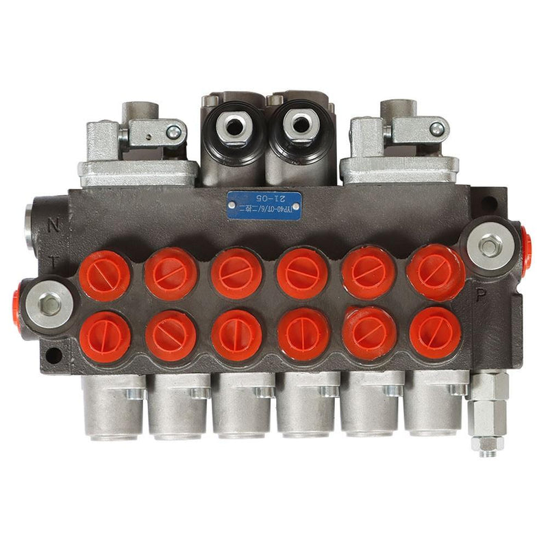 DURAFORCE Hydraulic Backhoe 11 GPM Directional Control Valve 6 Spool With 2 Joysticks