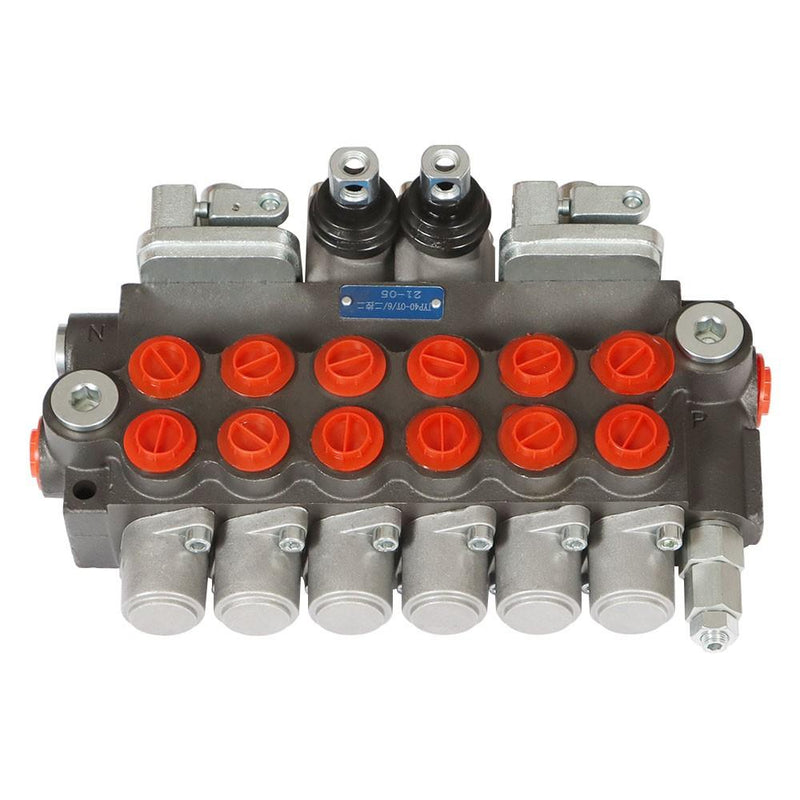 DURAFORCE Hydraulic Backhoe 11 GPM Directional Control Valve 6 Spool With 2 Joysticks
