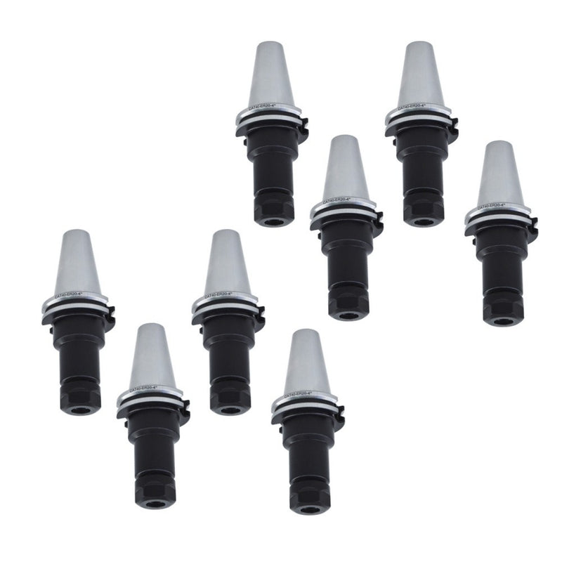 DURAFORCE 8 Pcs Chucks Tool Holder Set W. 4" Long Gage Length CAT40-ER20 Collet Chucks