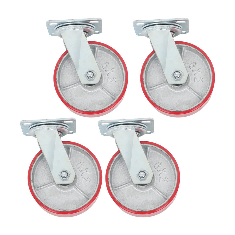 DURAFORCE 4 Pack Heavy Duty Swivel Caster Wheels 6" × 2" Polyurethane 4800Lbs Industrial