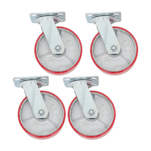 DURAFORCE 4 Pack Heavy Duty Swivel Caster Wheels 6" × 2" Polyurethane 4800Lbs Industrial