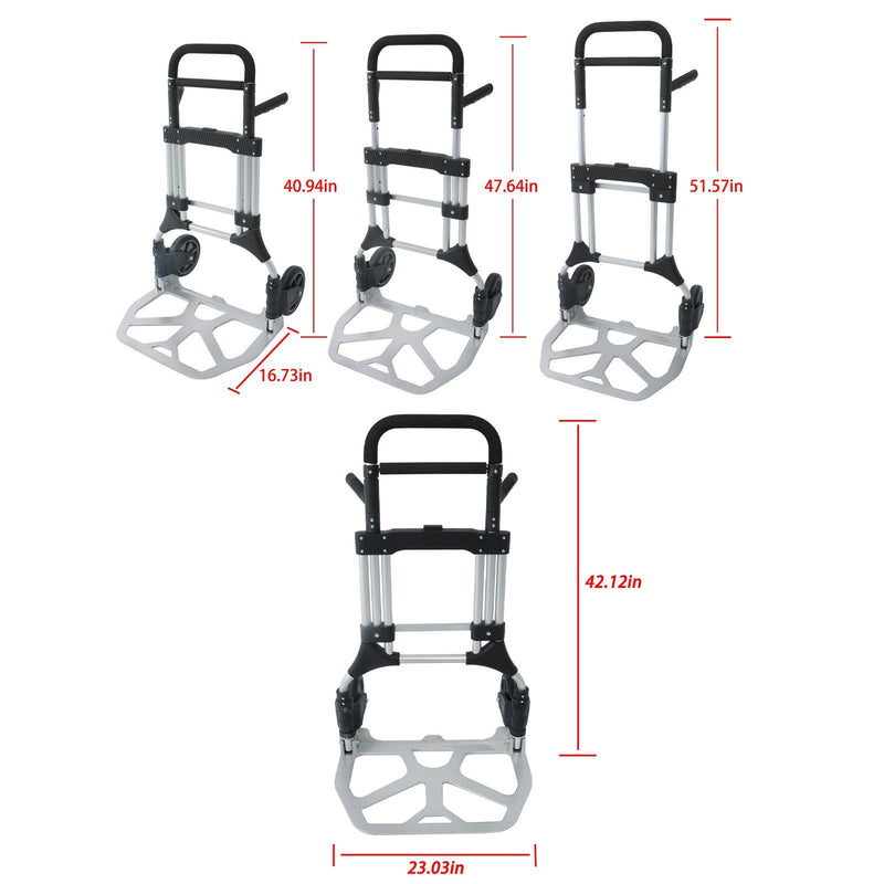DURAFORCE 500 LB Aluminum Folding Hand Truck with Telescoping Handle & Elastic Ropes