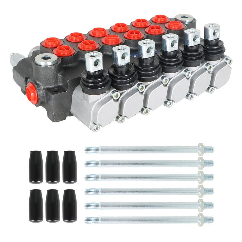 DURAFORCE 6 Spool Hydraulic Monoblock Double Acting Control Valve SAE11GPM+Conversion Plug