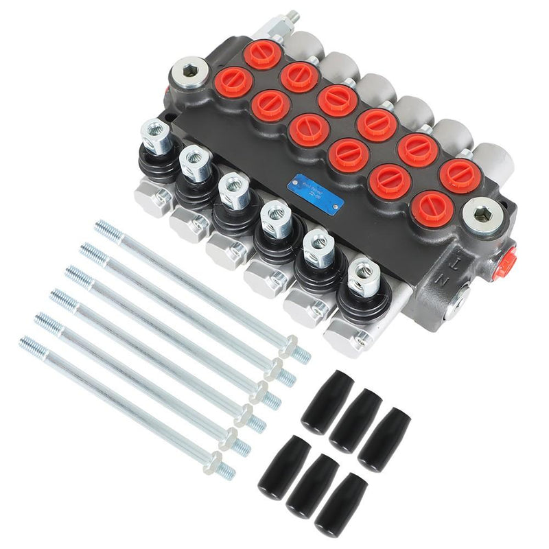 DURAFORCE 6 Spool Hydraulic Monoblock Double Acting Control Valve SAE11GPM+Conversion Plug