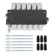 DURAFORCE 6 Spool Hydraulic Monoblock Double Acting Control Valve SAE11GPM+Conversion Plug