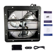 DURAFORCE 14 Inch Shutter Exhaust Fan W/ Speed Controller High Speed Wall Mounted 1550 CFM