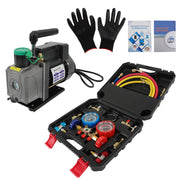 DURAFORCE 1/3 HP 4 CFM Air Vacuum Pump MANIFOLD GAUGE Set HVAC AC Refrigerant Kit