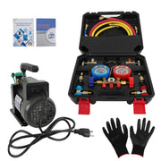 DURAFORCE 1/3 HP 4 CFM Air Vacuum Pump MANIFOLD GAUGE Set HVAC AC Refrigerant Kit
