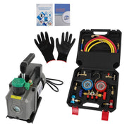 DURAFORCE 1/3 HP 4 CFM Air Vacuum Pump MANIFOLD GAUGE Set HVAC AC Refrigerant Kit