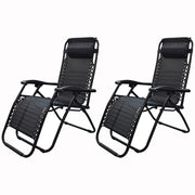 DURAFORCE Outdoor Folding Dual-Purpose Leisure Chairs 178*67*110cm W/ Pillow & Holder 2Pcs