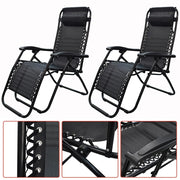DURAFORCE Outdoor Folding Dual-Purpose Leisure Chairs 178*67*110cm W/ Pillow & Holder 2Pcs